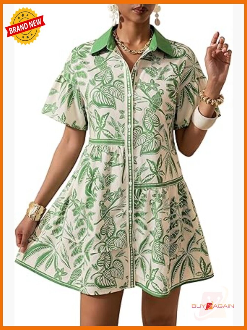 Womens Floral Button Down Shirt Dress Short Sleeve Ruffle Babydoll Boho Fit